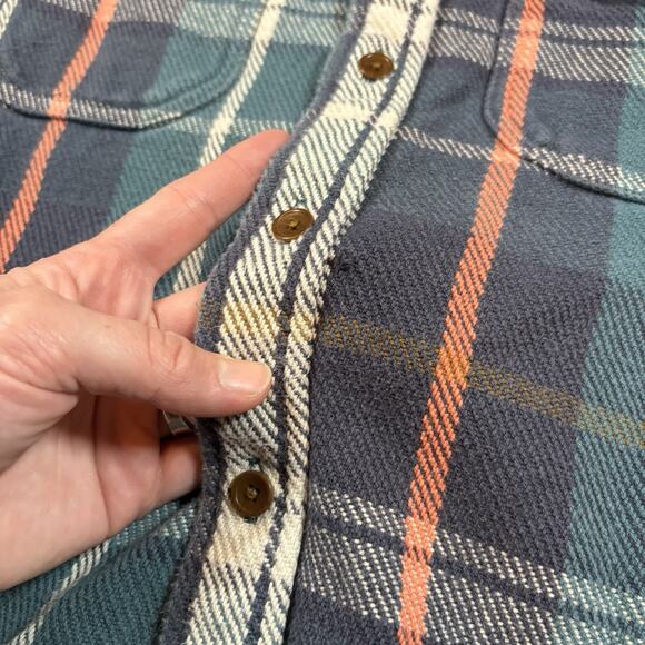 OUTERKNOWN Mens L Blanket Flannel Shirt Button Shacket Heavyweight Cotton - Picture 8 of 16